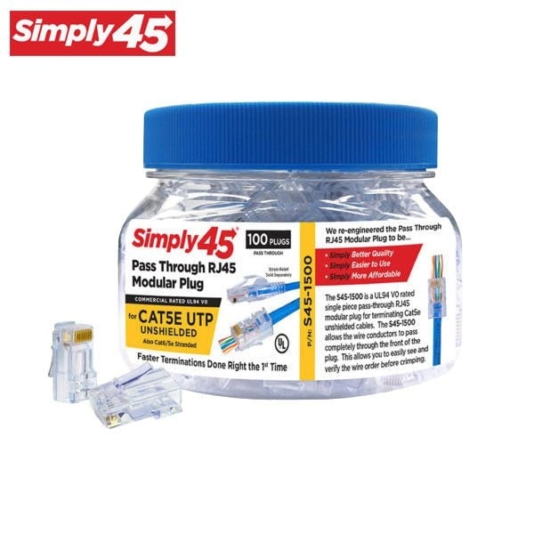 Pass Through Blue Tint - Cat5e UTP - 100pc Jar